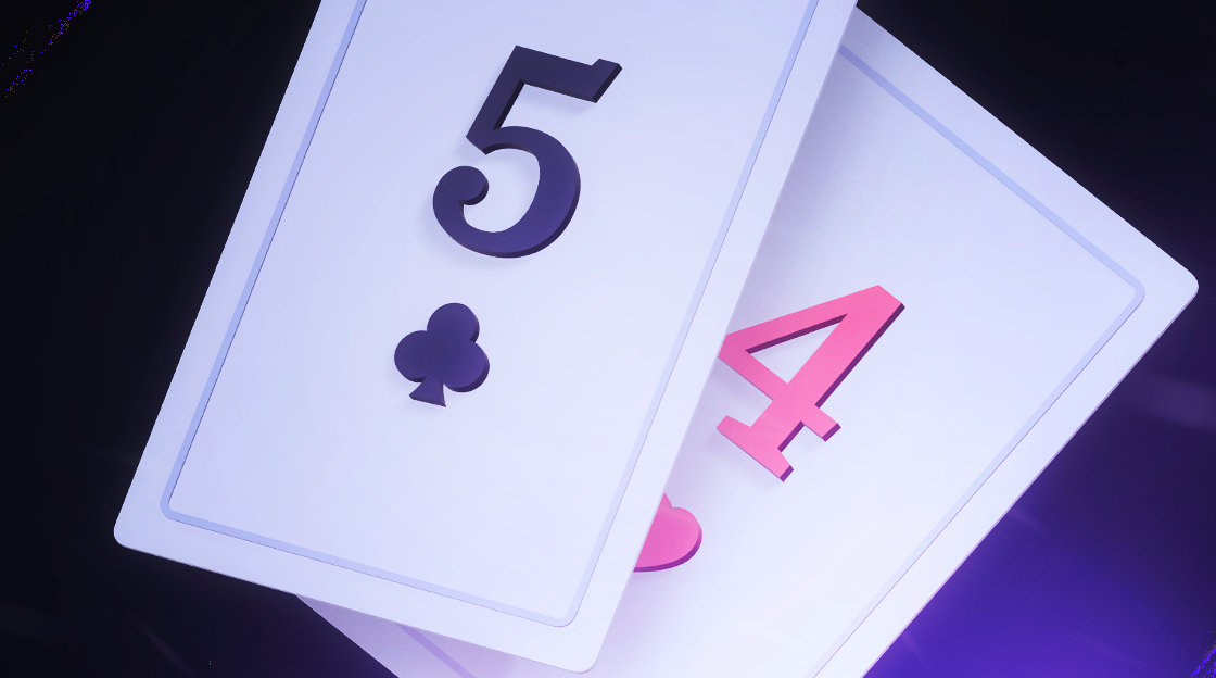 A 5 of spades and 4 of hearts making a natural 9 in baccarat